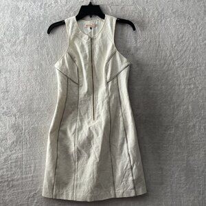 Rebecca Taylor Womans Pencil Dress Beige 4 Geometric Sleeveless Zip